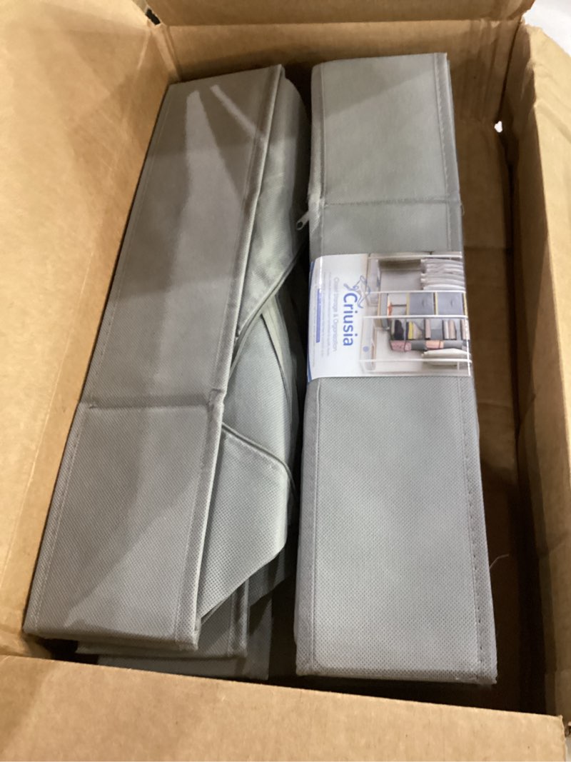 Condition photo showing Good Condition for 4 pack linen closet organizers and storage, closet organizer large linen closet baskets for organization, foldable storage containers for towels, clothing, jeans, books, shelves,grey 4 pack grey