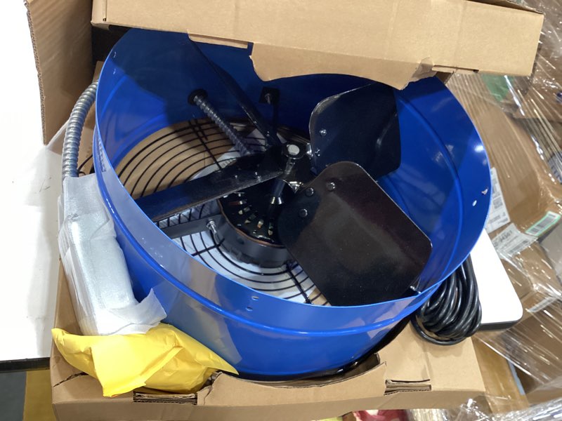 Condition photo showing As Is for 15" attic exhaust fan with thermostat - 1300cfm gable vent fan with thermostat covers 1850 sq.ft, plug-and-play gable attic fans with 20ft power cord & 60hz motor low noise for home garage shed