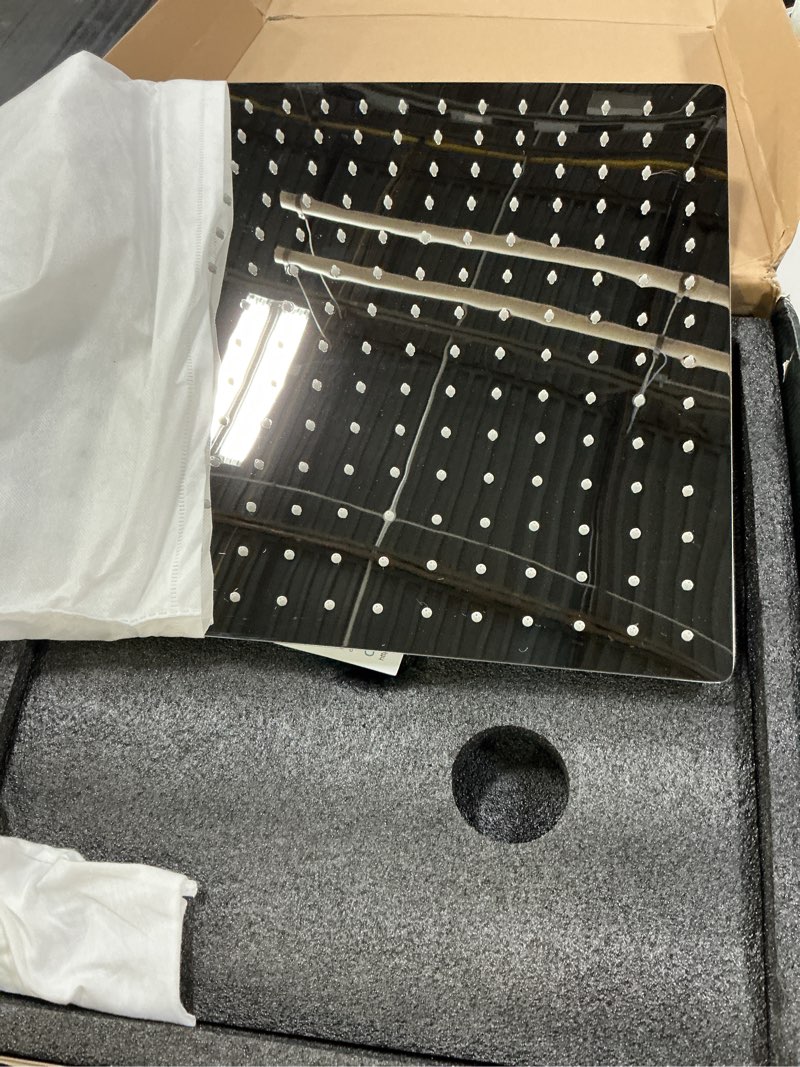 Condition photo showing As Is for square rain shower head, high flow stainless steel,work with any decorative style?all metal rainfall shower head (chrome, 16) 16 inch chrome