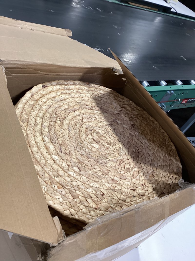 Condition photo showing Good Condition for foldtier 40 pcs round placemats bulk plate chargers set 11.8 inch woven placemat rustic braided straw rattan charger natural water hyacinth place mat for wedding party table single tableware use