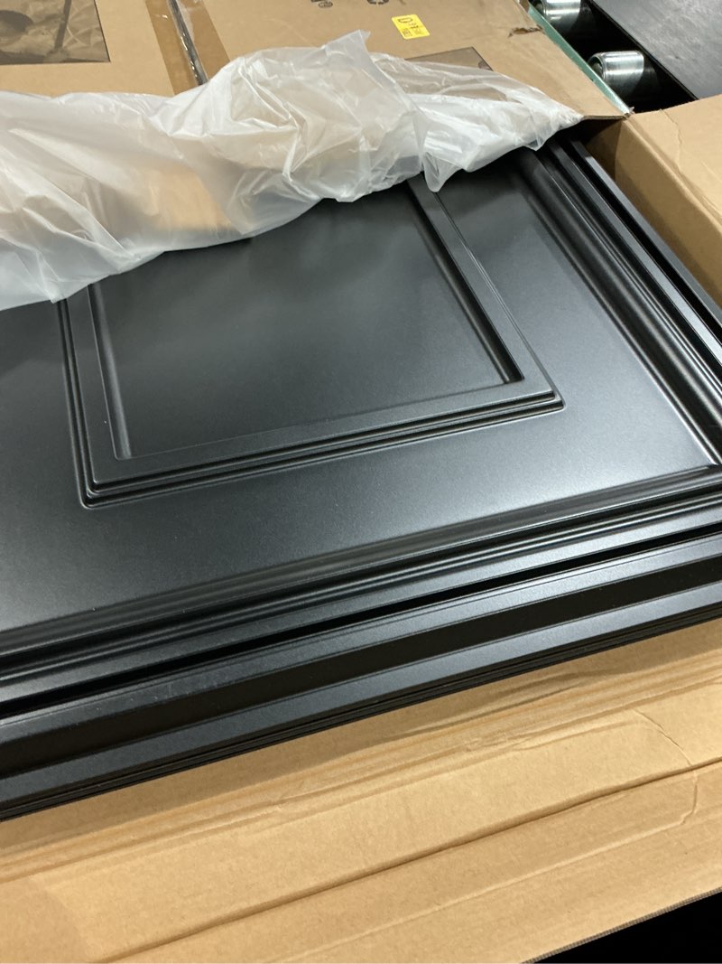 Condition photo showing New/Like New for Art3d 12-Pack Drop Ceiling Tiles, 24x28 Inch PVC Panels in Black 24"x48" Rectangular Black 12
