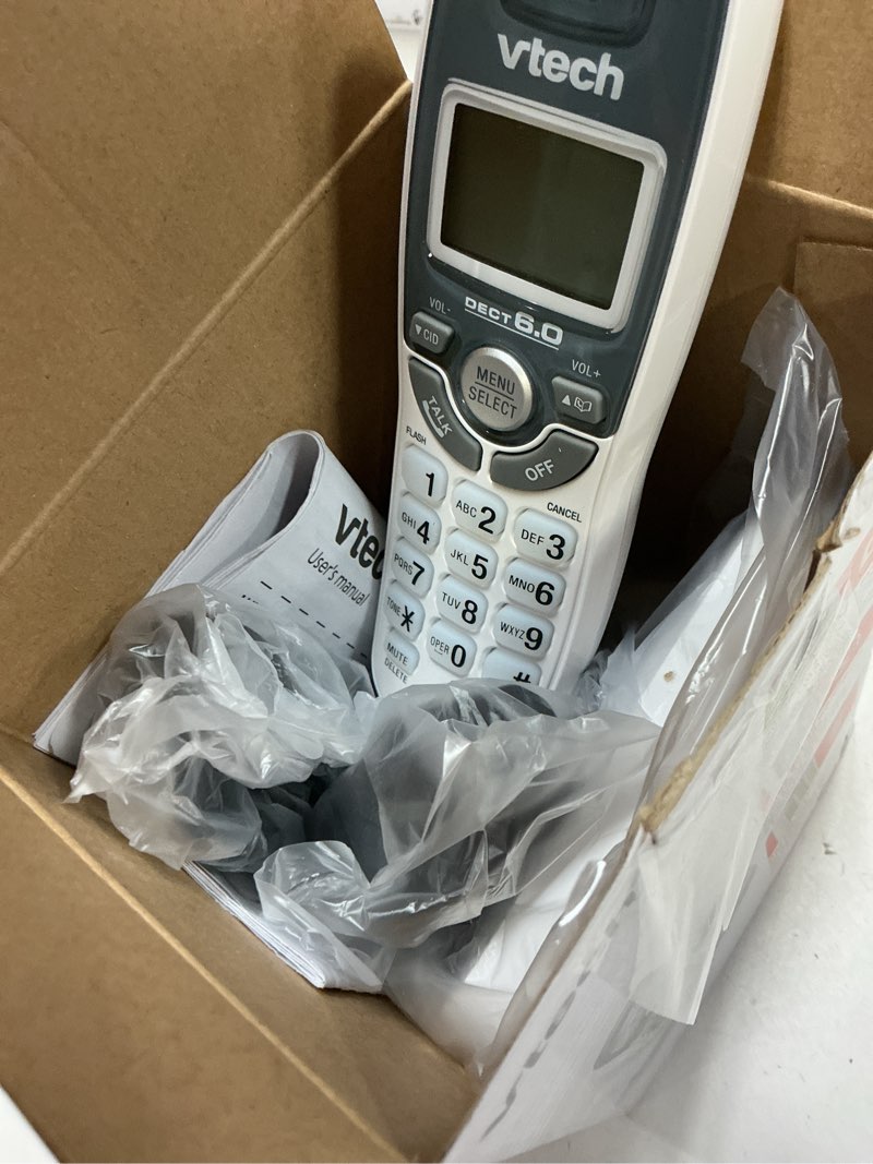 Condition photo showing As Is for vtech cs6124 dect 6.0 cordless phone with answering system and caller id/call waiting, white
