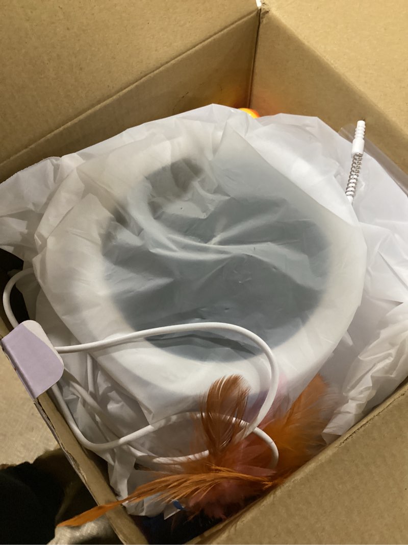 Condition photo showing New/Like New for Pawtners Interactive Cat Toy, 4 in 1 Automatic Interactive Kitten Toys for Indoor Cats Rechargeable with Fluttering Butterfly, Track Balls and Ambush Feather White Toy+8 Feathers+4 Balls