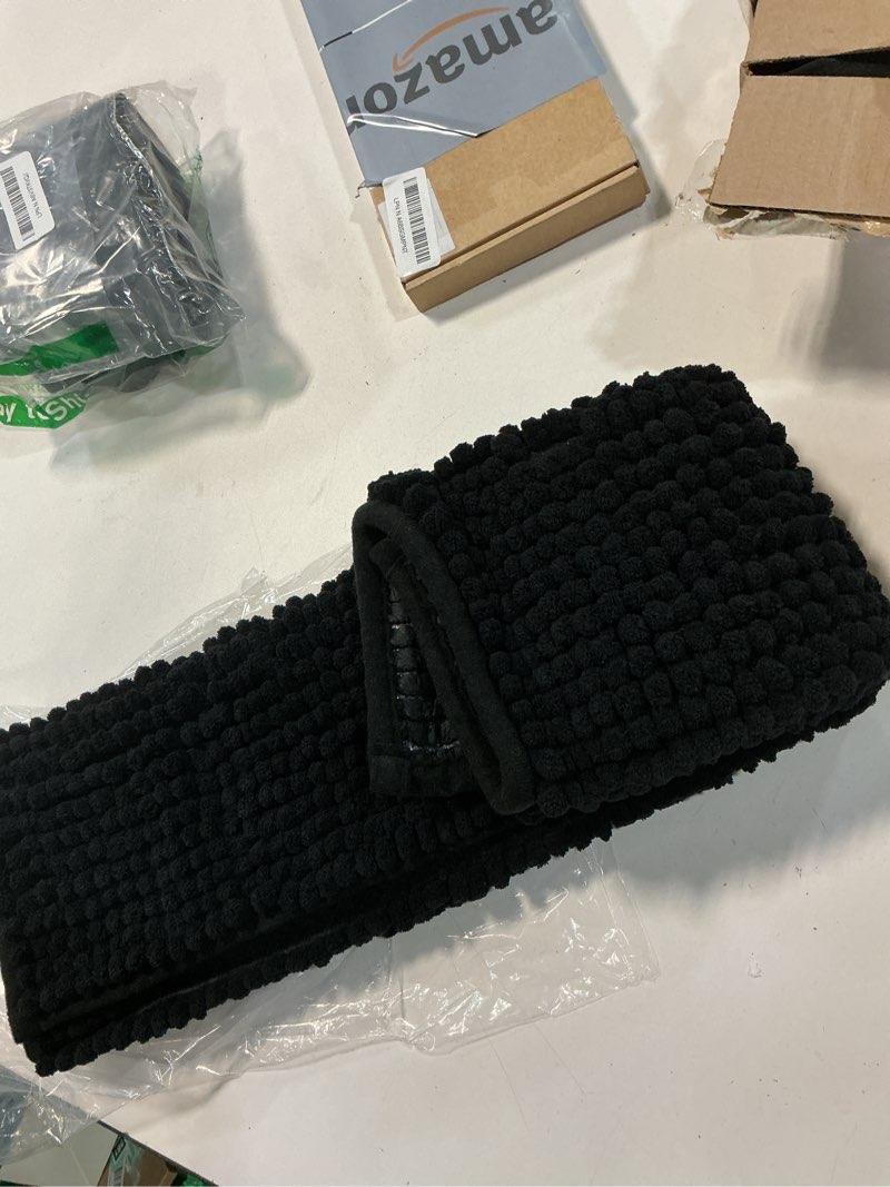 Condition photo showing Good Condition for Similar Quick-Dry Bathroom Rug with Strong Water Absorption, 19\" x 31\" Anti-Slip Bath Mat with Rubber Backing fit Outside The Shower, Bath Accessories Suitable for Under Sink, Black Black 1'7\" x 2'7\" (Rectangular)