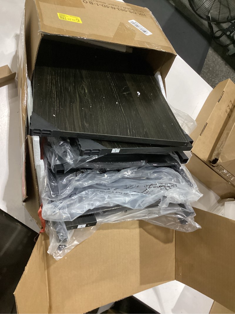 Condition photo showing New/Like New for furnulem black dresser for bedroom, fabric dressers & chests of drawers | 5 drawers dorm tall nightstand, closet organizer, bedside table furniture for living room, sturdy steel frame, wood top black oak 5 drawers