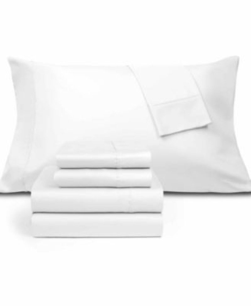 amazon basics 100% cotton jersey bed sheet set, queen, white, solid