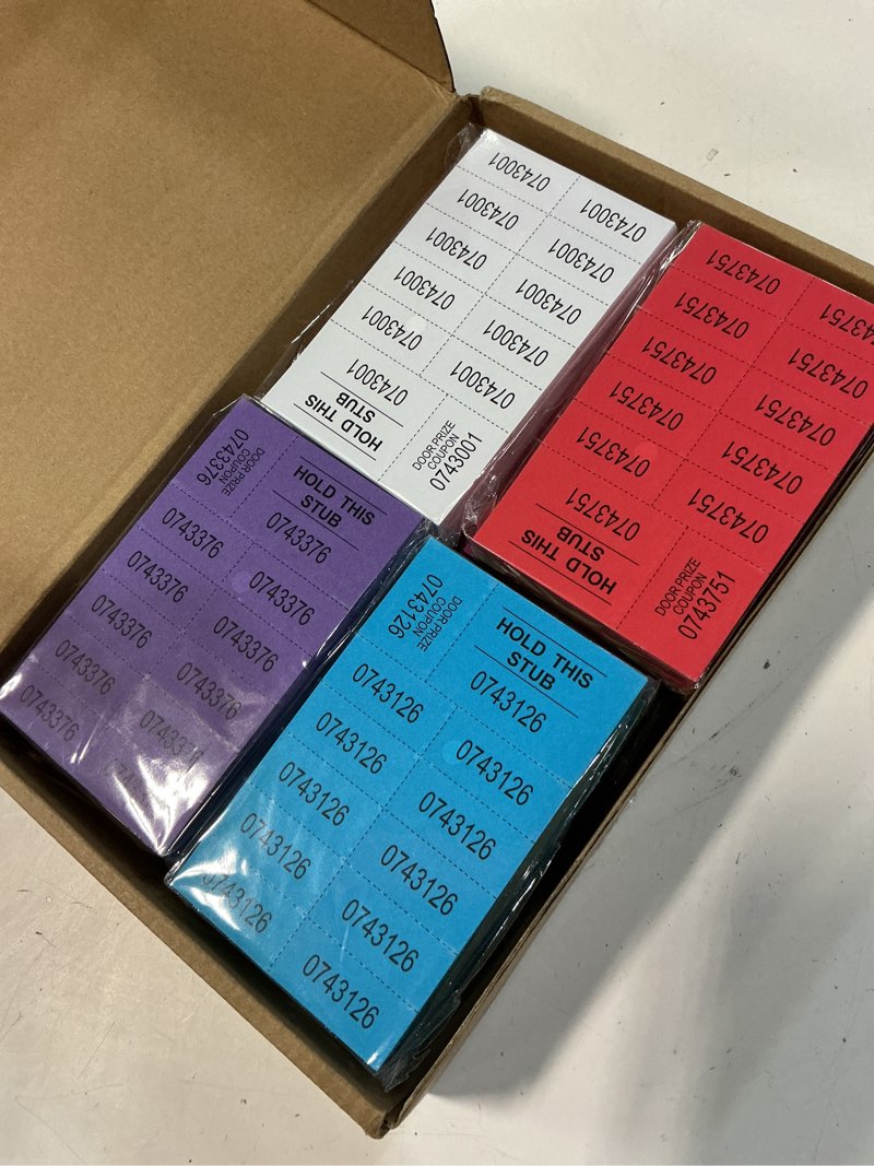 Condition photo showing New/Like New for kosiz 1000 sheets raffle tickets with 10 bid numbers per sheet colored raffle tickets sheets for chinese auction basket silent auction church events(dark color)