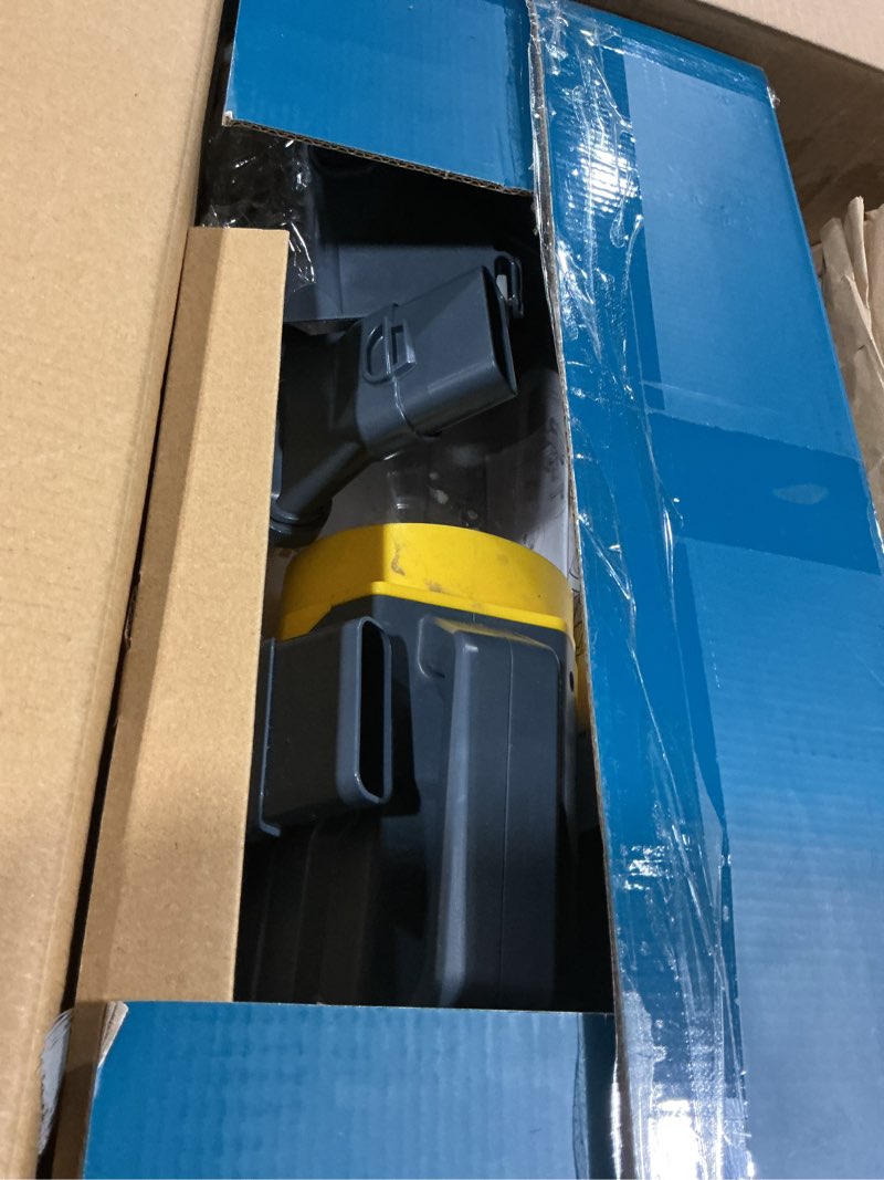 Condition photo showing As Is for vucaki 5-in-1 cordless pool vacuum with 14" 8-wheel vacuum head,10.8ft telescopic pole, 18.9gpm suction, 70min runtime, ipx8 waterproof, pool vacuum cleaner for inground & above ground pools and spas blue