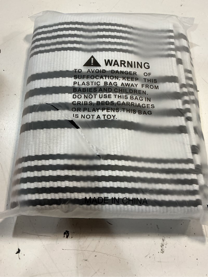 Condition photo showing New/Like New for black and white striped outdoor rug front porch rug 35.4'' x 59'' front door mat cotton hand-woven reversible mats for outdoor,entryway,laundry room,farmhouse,kitchen 3' x 5' (rectangular) black&white stripe