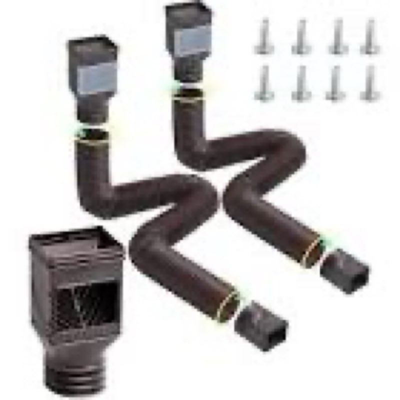 VEVOR Rain Gutter Downspout Extensions, 2-Pack Flexible Downspout Extender, Down Spout Drain Extension Extendable from 22" to 63", Gutter Extensions with Adapters, for Rainwater Drainage,Bronw