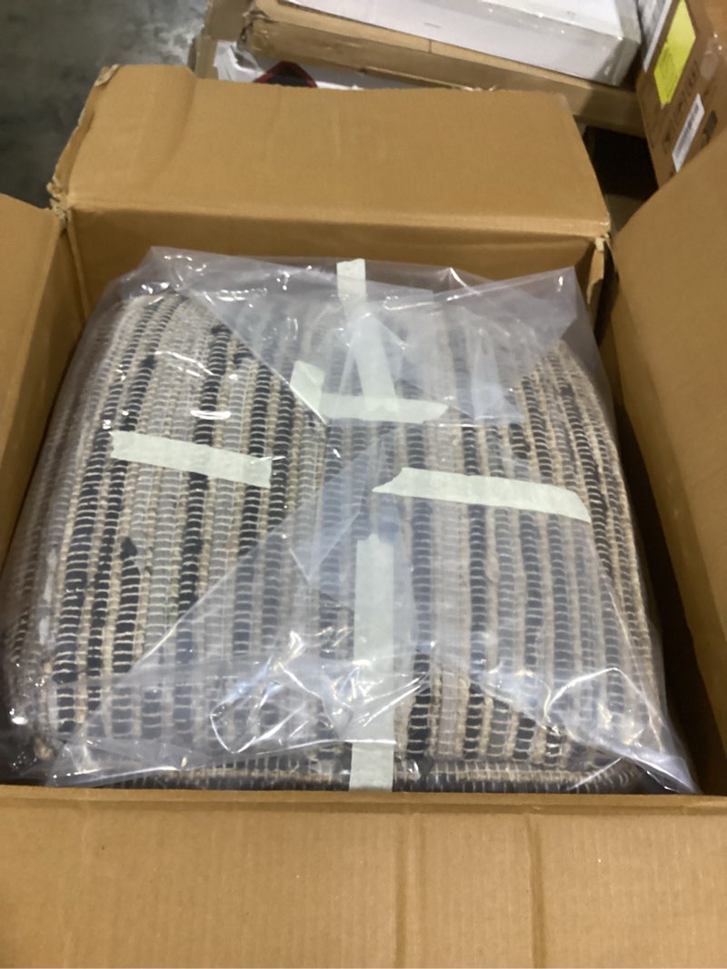 Condition photo showing Good Condition for Signature Design by Ashley Absalom Hemp Pouf, 16 x 16 Inches, Multicolored Multi Color