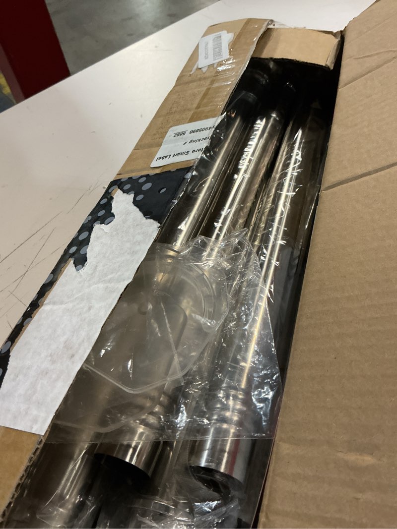 Condition photo showing Good Condition for tension curtain rod, extra long outdoor curtain rod 43-100 inch adjustable, 1.1 inch diameter thick heavy duty silver shower curtain rod, stainless steel shower rod for bathroom no drilling, no rust 43-100 inches silver
