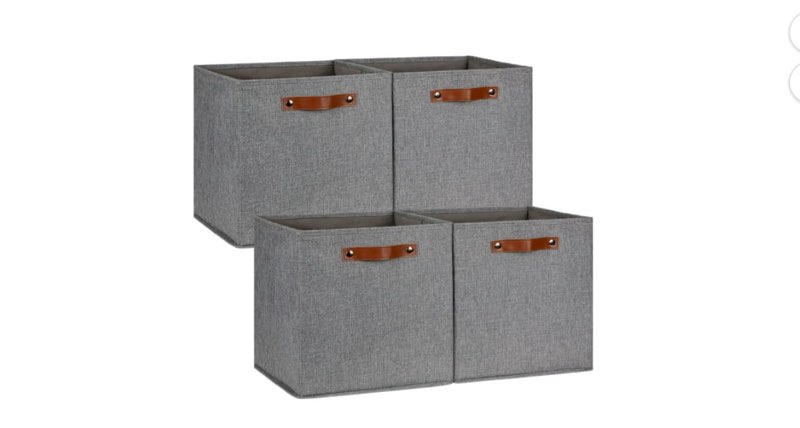 Bidtakay Large Storage Basket 13x13 4 PCS Bins Collapsible Storage Baskets,Storage Cube Bins with Handles