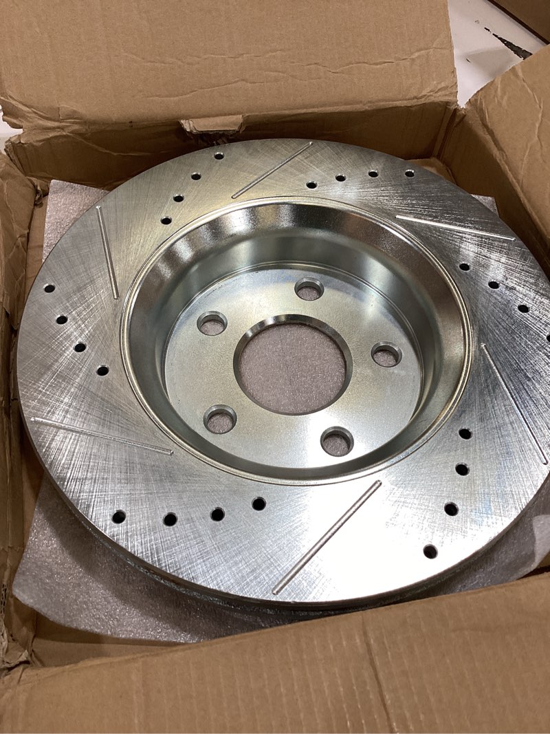 Condition photo showing Good Condition for power stop ar83076xr power stop extreme performance drilled and slotted brake rotors front right power stop extreme performance drilled and slotted brake rotors