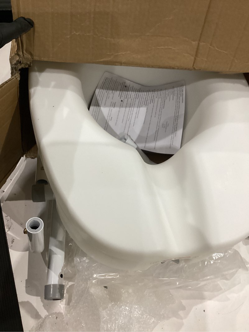 Condition photo showing As Is for wehwupe raised toilet seat with handles for elderly - toilet seat risers for seniors with adjustable padded arms - elevated toilet safety seat for standard or elongated commode