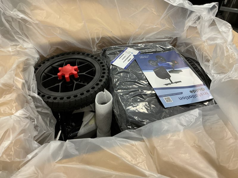 Condition photo showing Good Condition for knee scooter, 350lbs capacity, 13" big pu seat, disc brake knee walker, all terrain foldable knee scooter walker with bag for foot injuries compact crutches alternative (black)