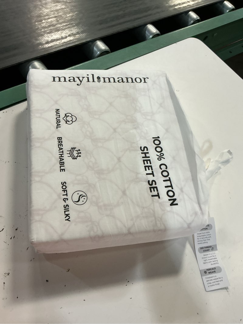 Condition photo showing New/Like New for twin xl fitted sheet with 18" deep pockets, flat sheet - percale weave natural - breathable 100% cotton bedding, 1 fitted sheet + 1 flat sheet + 1 pillowcase - pink bows print