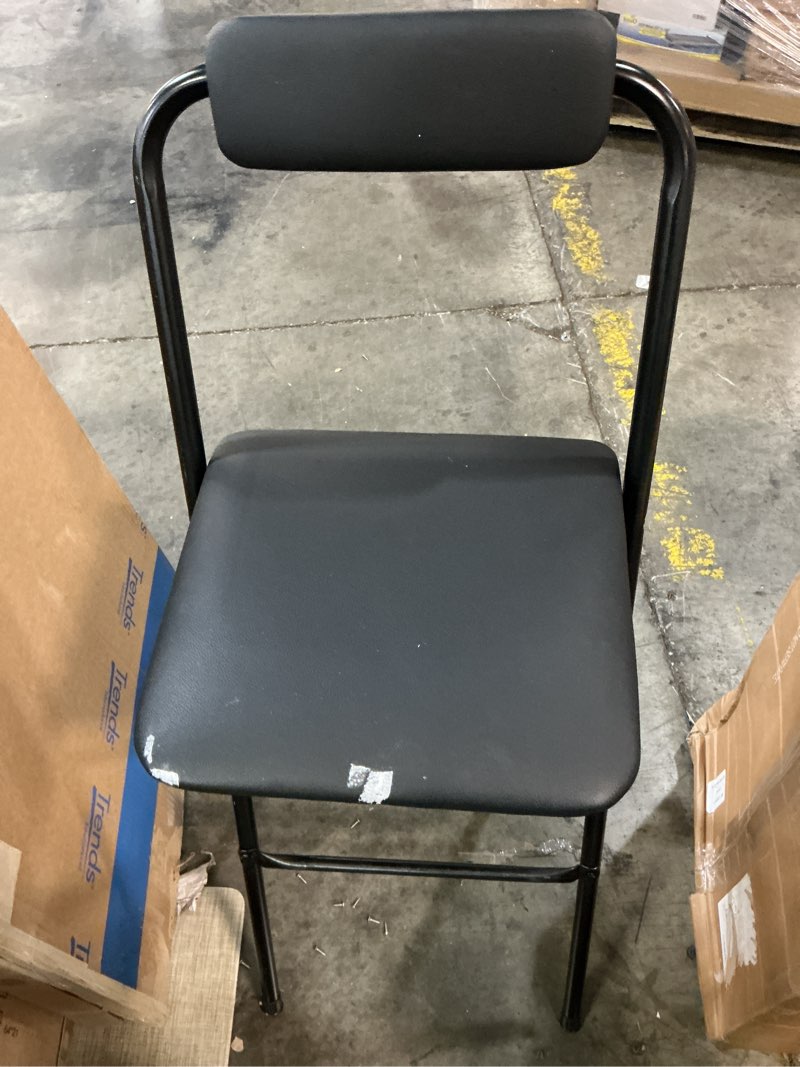 Condition photo showing Good Condition for folding bar stool with backrest, modern/minimalist style, black/white, faux leather seat, 3 height options: 25.5/27.5/29.5 inches, 150kg load capacity, easy to store seat height 27 .5inch black