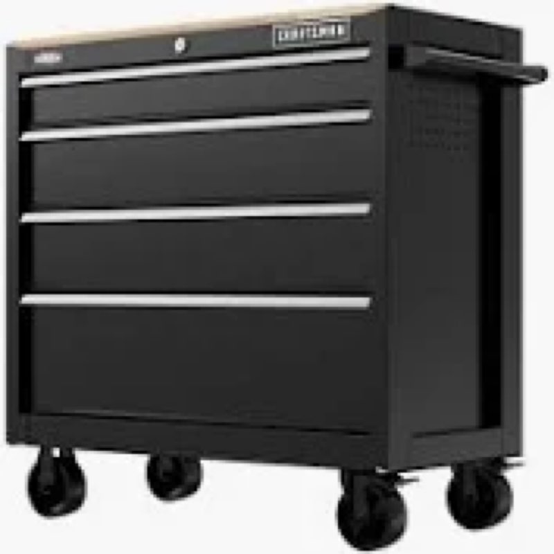 Craftsman Rolling Tool Cabinet: Black / Black Drawer, 37 in W x 18 in D x 36 1/2 in
