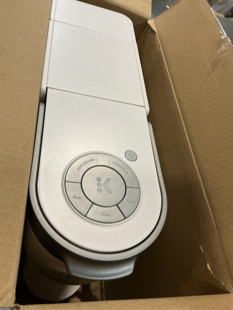 Condition photo showing As Is for Keurig K-Slim Single Serve K-Cup Pod Coffee Maker, Multistream Technology, 3 Brew Sizes, Slim and Sleek Design, 46oz Removable Reservoir, White