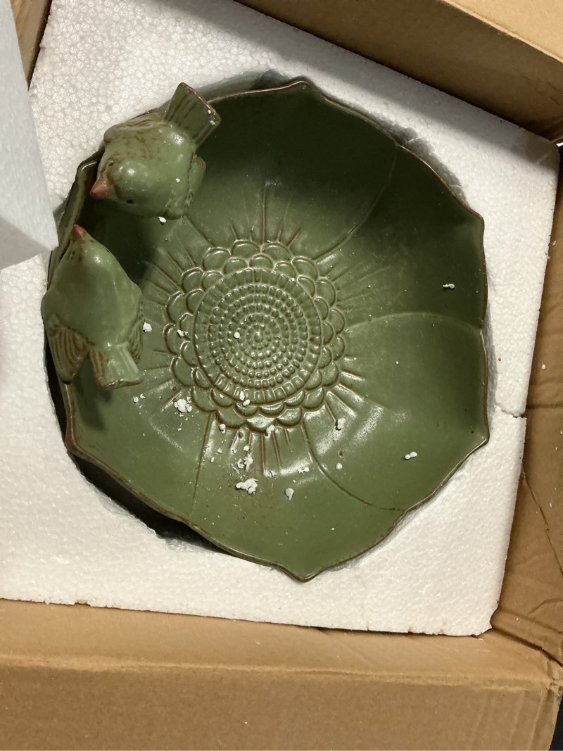 Condition photo showing Good Condition for inanil ceramic bird bath for outdoors, 10.1” ground ceramic bird baths bowl for outside, garden table top bird baths weather resistant, birdbath for deck, balcony, lawn