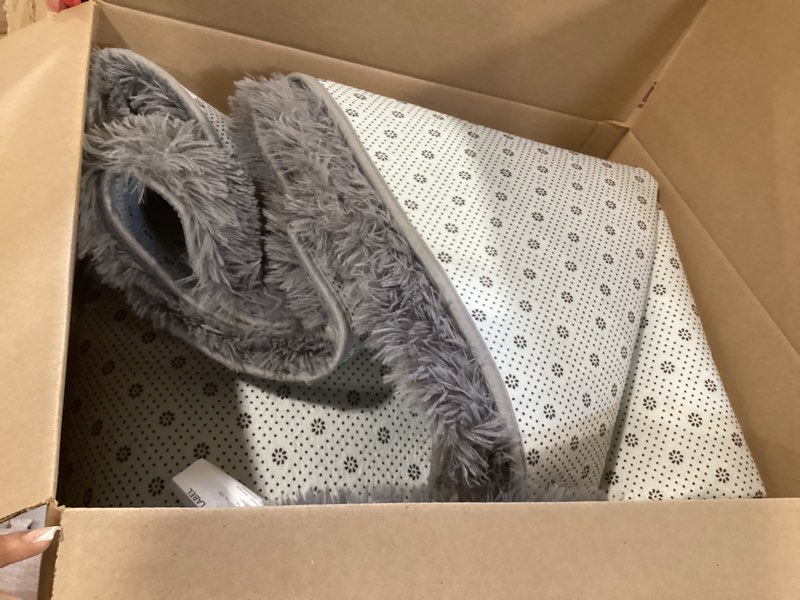 Condition photo showing As Is for 5x8 ultra soft rug for living room, 5x8 fluffy shag area rug for bedroom, modern shaggy carpets fuzzy rug for teens dorm nursery home decor aesthetic, upgrade anti-skid durable, grey grey 5' x 8' (rectangular)