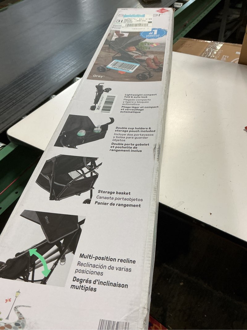 Condition photo showing New/Like New for Summer by Ingenuity 3D Mini Convenience Stroller – Lightweight Stroller with Compact Fold, Multi-Position Recline, Canopy with Pop Out Sun Visor and More – Umbrella Stroller for Travel and More, Gray