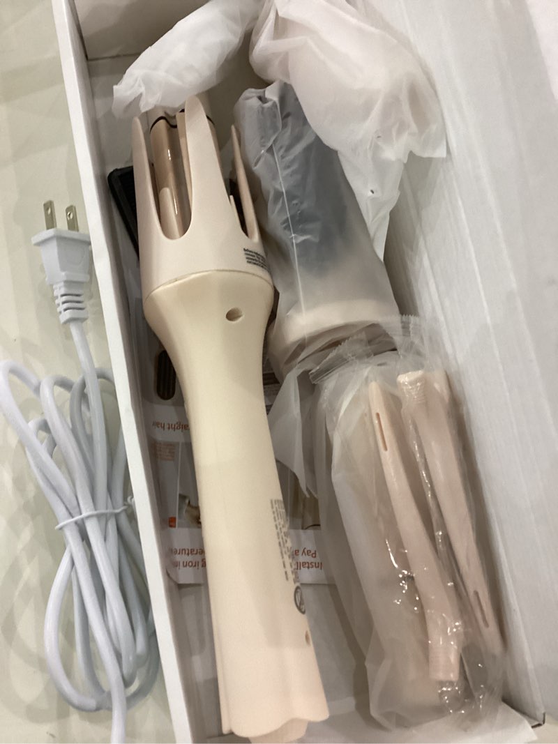 automatic curling iron set, hair curler & straightening comb, 4-in-1 beach wave curling wand with 3 