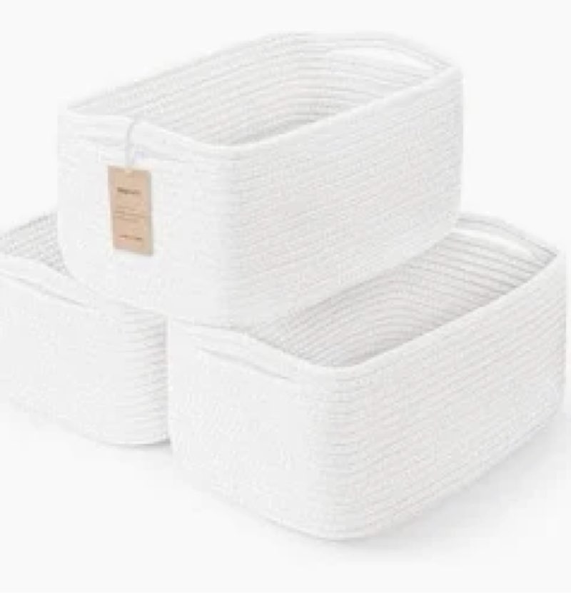 Maxuni 3-Pack Storage Baskets for Organizing | Woven Shelf Toy Basket | Rope Baskets for Gifts Empty