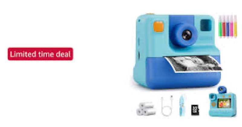 Kids Camera Instant Print, Christmas Birthday Gifts for Girl Boys 3-12 Years Old, FHD Selfie Digital