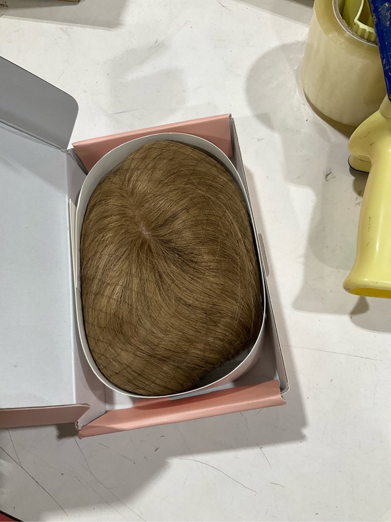 Condition photo showing Good Condition for sego hair topper for women without bangs, clip in human hair piece, 8 inches, light brown 8 inch-no bangs light brown