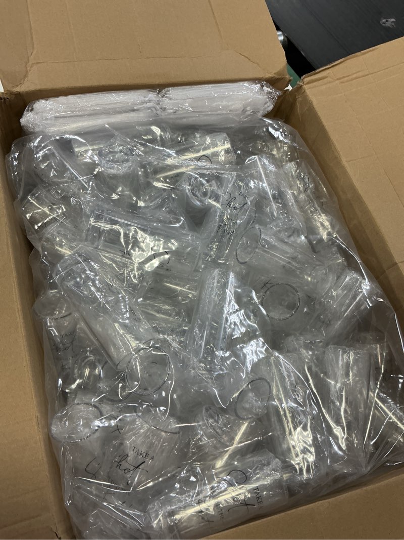 Condition photo showing Good Condition for sliner 100 set wedding favors for guests bulk 2oz acrylic take a shot we tied the knot shot glasses with thank you cards organza bags for guest souvenirs wedding gifts newlyweds bridal shower party clear 100