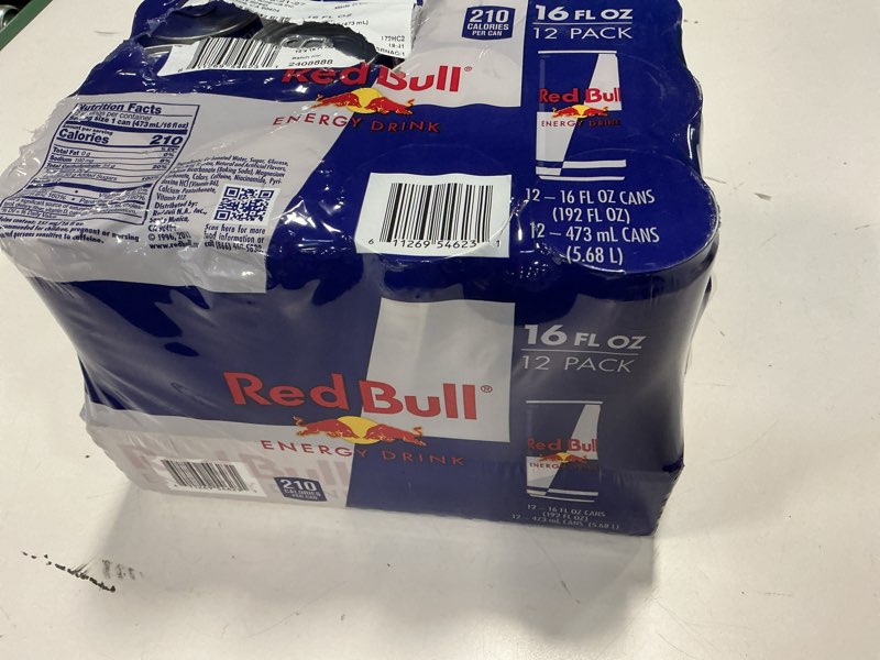 Condition photo showing New/Like New for Best by 06-21-27 Red Bull Energy Drink  16 fl oz Can  Pack of 12 Cans