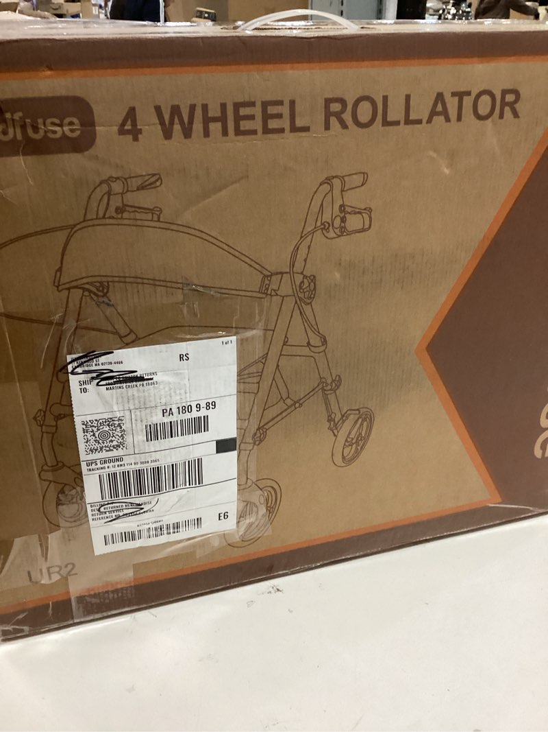 Condition photo showing New/Like New for Rollator Walkers with Seat for Seniors, Foldable 8" Big Wheels All Terrain Rolling Walker, Handles and Ergonomic Seat Height Adjustable, 350lb Weight Capacity Burgundy