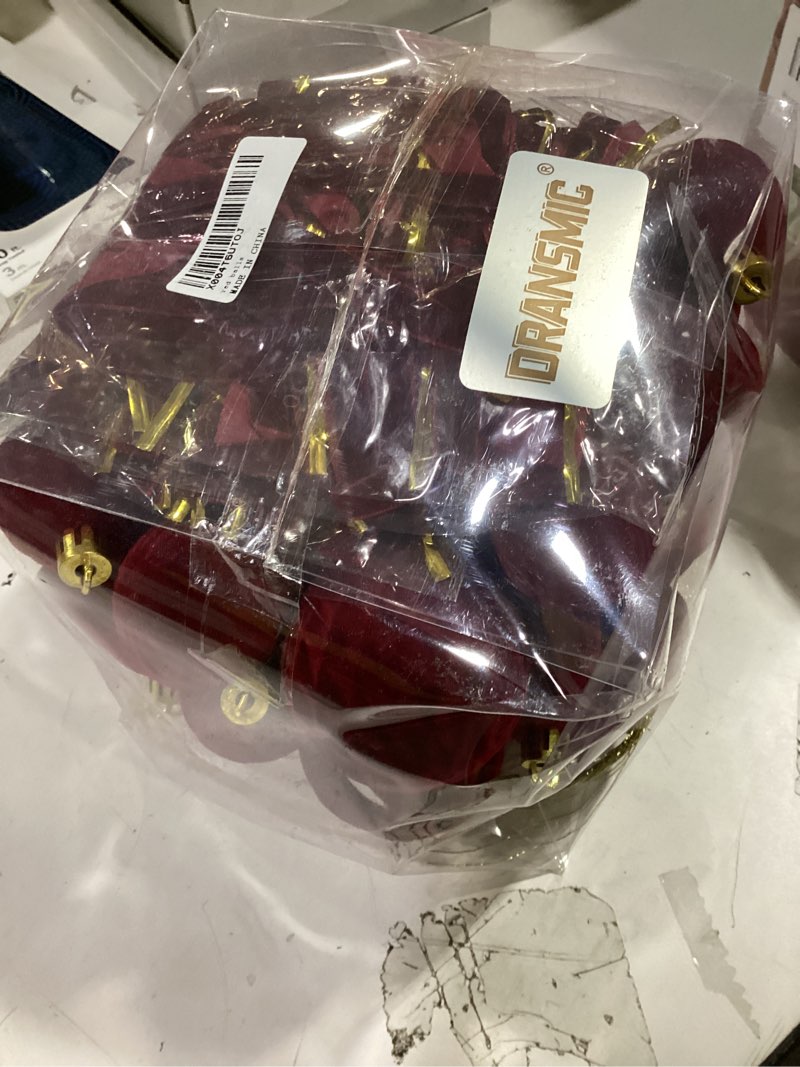 Condition photo showing Good Condition for DRNANSMIC 48 Pcs Red Velvet Christmas Tree Ornament Balls with Bow Included 28 Pcs Various Flocked Balls, 20 Pcs Velvet Bow Decor, Vintage Ornament for Xmas Tree Garland Wreath(Red