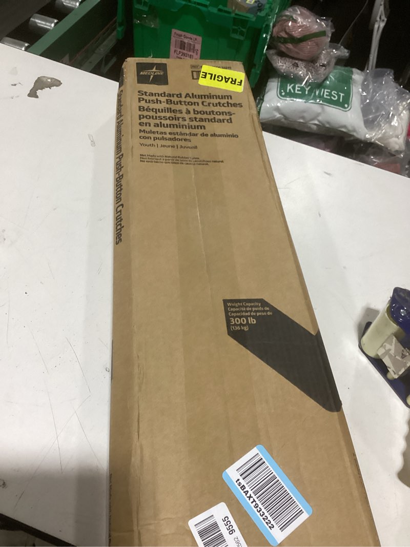 Condition photo showing As Is for medline steel push-button bariatric crutches for tall adults - 650 lb. weight capacity, adjustable, heavy duty mobility aid, 1 pair 5'10" - 6'6"
