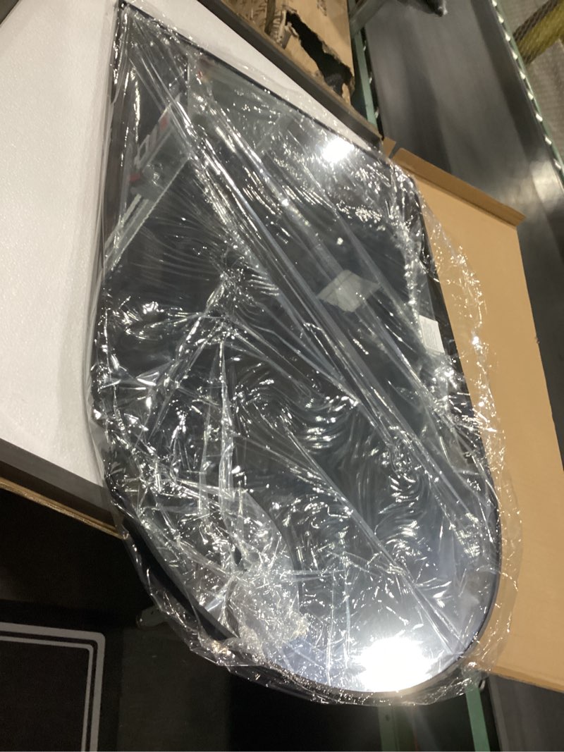 Condition photo showing Good Condition for VooBang Arched Wall Mirror, 24 x 36 inch Arch Bathroom Mirror, Wall Mounted Vanity Mirror with Arch Metal Frame, Modern Bathroom Vanity Mirror for Bedroom, Living Room, Hanging or Leaning, Black Black 36"L x 24"W