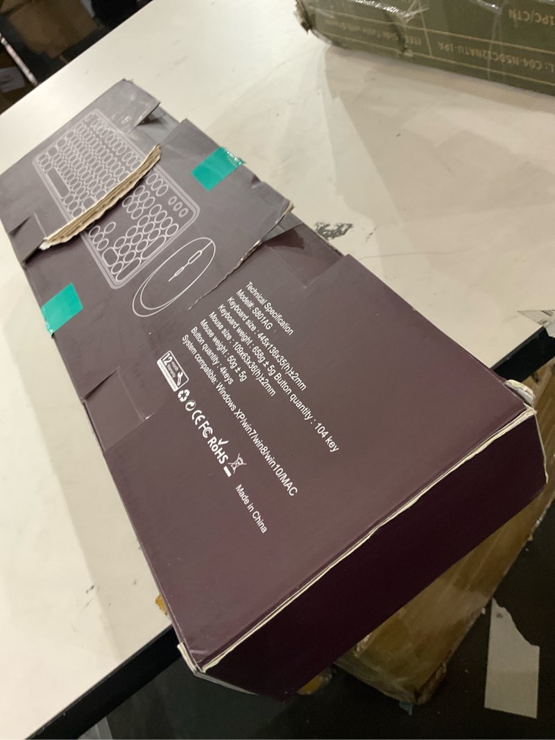 MPTOG Colorful Wireless Computer Keyboard and Mouse Combo with Round Typewriter Keycaps, Retro Desig