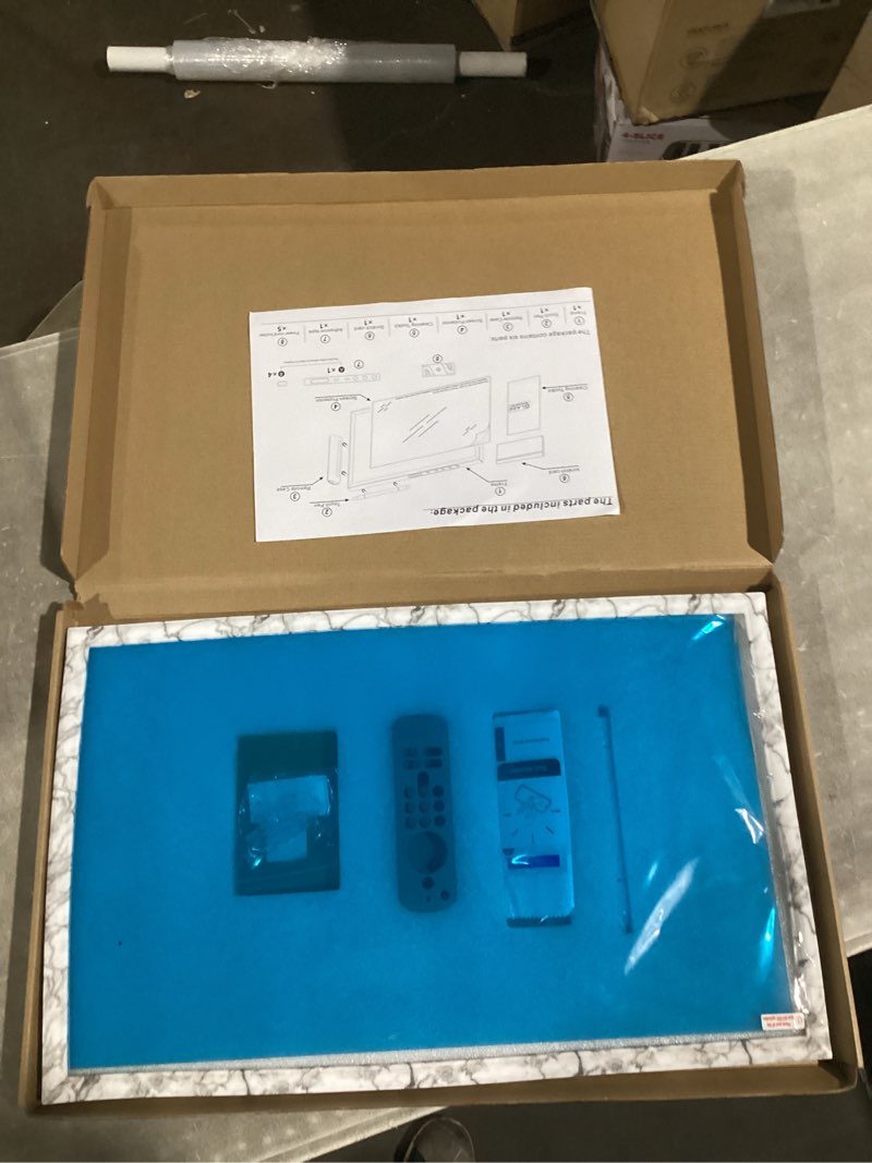 Condition photo showing New/Like New for White Marble Frame with Magnet for Echo Show 21, Screen Protector, Magnet Stylus Pen,Magnet Remote Control (White Marble)