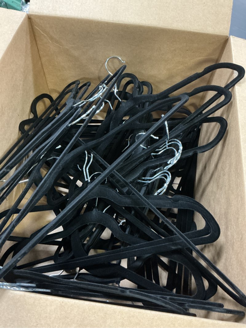 Condition photo showing As Is for (Incomplete)Amazon Basics Slim, Velvet, Non-Slip Suit Clothes Hangers, Pack of 50, Black Black Pack of 50