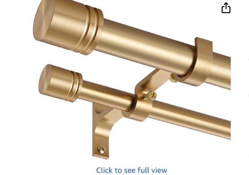 Double Curtain Rods 72-144 Inches for Windows, 1 Inch Diameter Adjustable Heavy Duty Drapery Rod wit