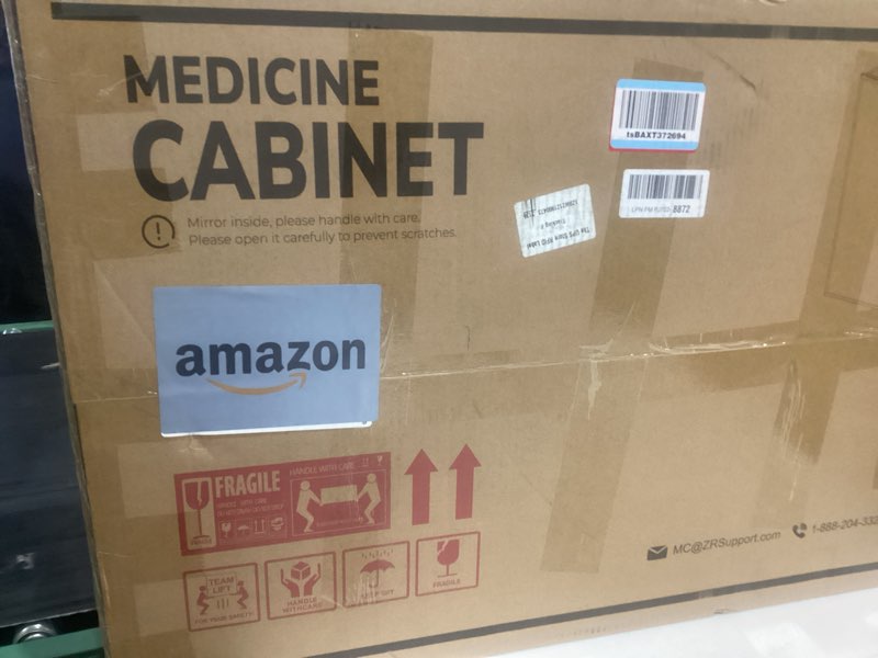 Condition photo showing New/Like New for TETOTE 20 x 28 Medicine Cabinet with Mirror with Tempered Beveled Mirror Silver Medicine Cabinet Aluminum Cabinet DTC Hinges, Stepless Adjustable Shelves, Recessed/Surface-Mounted 28"L x 20"W Silver