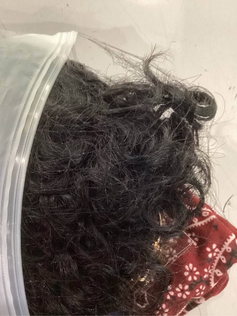 Condition photo showing As Is for Headband Wig Human Hair Wigs for Black Women Pixie Cut Wig Put on and Go Glueless Wig Short Curly Headband Wigs 150% Density Natural Black 6 Inch 6 Inch 1B