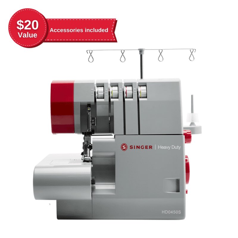 SINGER® HD0450S Heavy Duty Serger, Sew and Cut Heavy Duty Fabrics with Ease, 2/3/4 Thread, 60% Larger Cutting Knife, Easy Rolled Hem