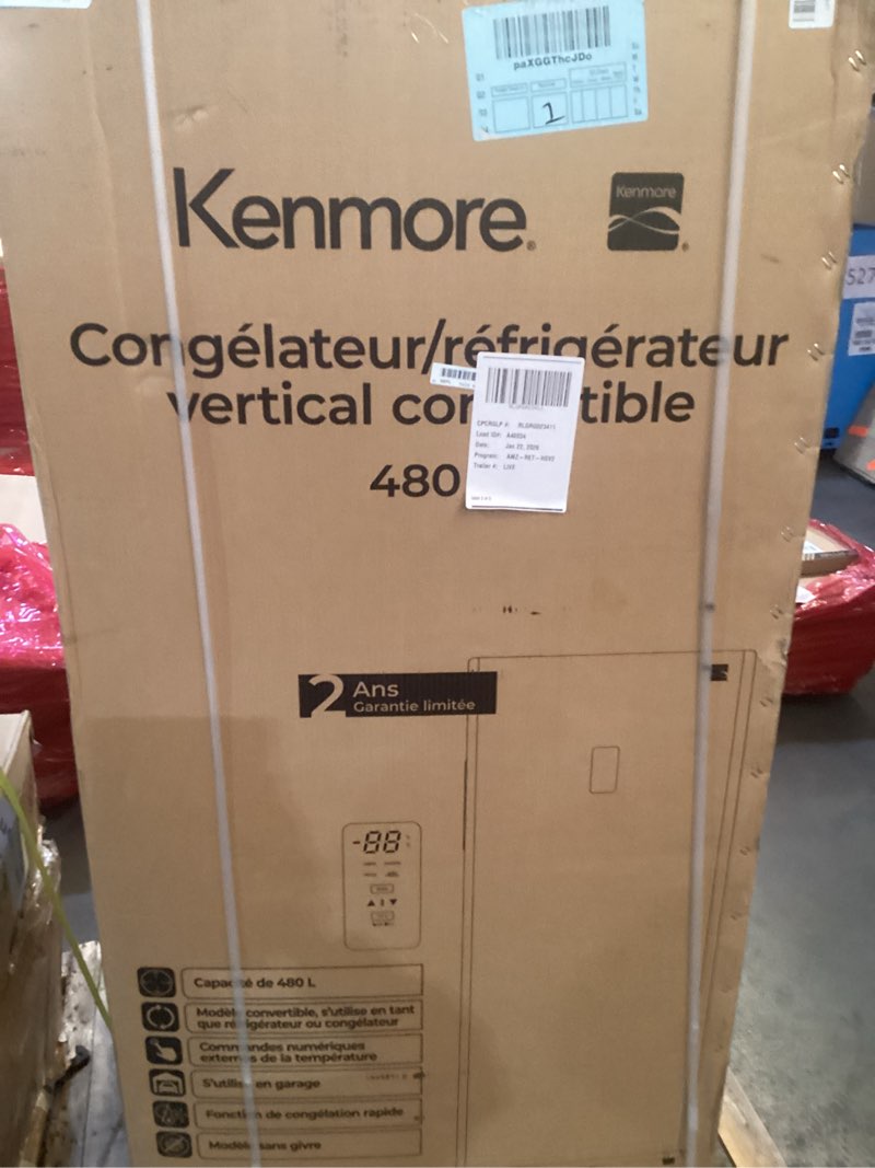 Condition photo showing As Is for Kenmore 17.0 Cu Ft Capacity Upright freezer - Convertible Refrigerator/Freezer, 4 Shelves, Garage Ready, Meat Storage, Auto Defrost, Congelador For Home, Apartment, Basement, Dorm,White
