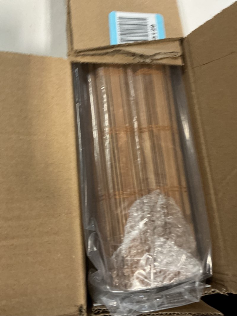 Condition photo showing New/Like New for lazblinds no tools no drill cordless bamboo roman shades, light filtering window treatment, roll up bamboo blinds for window 27'' w x 64'' h, squirrel squirrel 27'' w x 64'' h