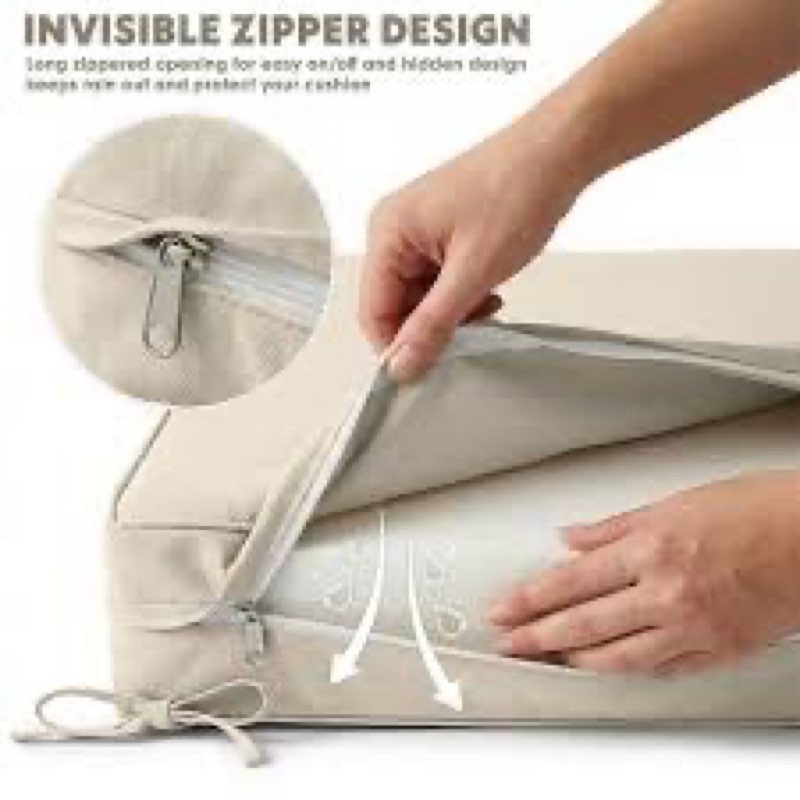 18.5 in. x 16 in. x 4 in. (2-Pack) Square Outdoor Patio Seating Repacement Lounge Chair Dining Seat Cushion Cream