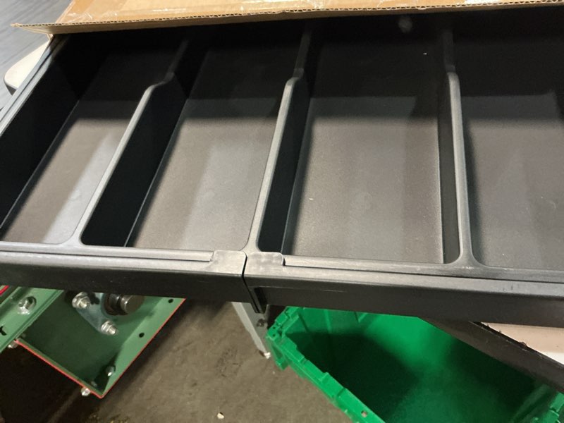 Condition photo showing As Is for lifewit utensil organizer for kitchen drawers, expandable cooking utensil tray, adjustable cutlery silverware flatware holder, plastic spatula tools storage divider, 11-18 x 14", black black medium(11-18''w x 14''d)