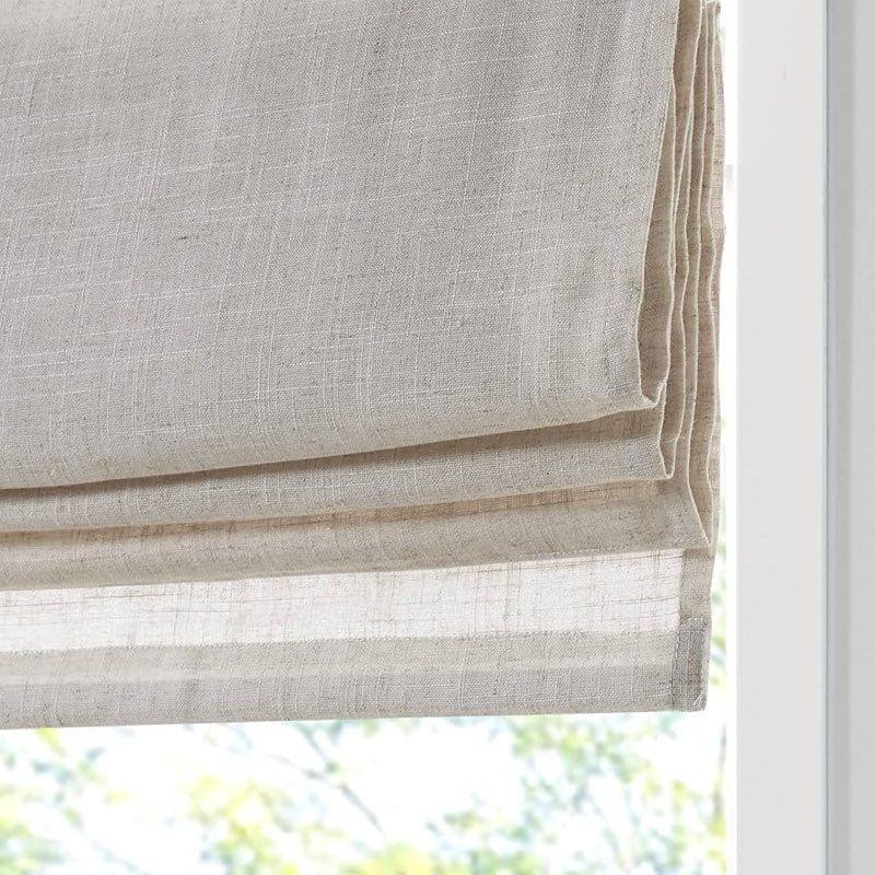 everyday celebration linen blend cordless roman blinds – light filtering pull down window treatment 