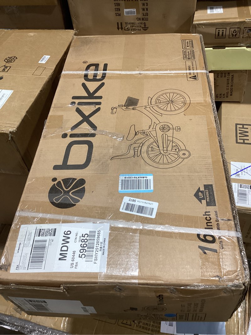 Condition photo showing As Is for bixike girls bike with basket for toddlers and kids aged 3-14 years old, 12 14 16 18 inch with training wheels & doll seat, 20 inch with kickstand & rear rack, princess style bicycle for gift. pink & blue 16 inch with doll seat
